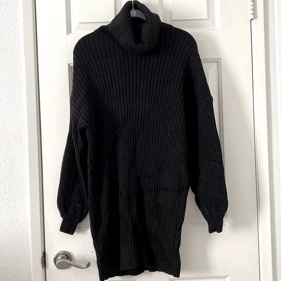 Black Turtleneck Sweater Dress - Picture 2 of 2